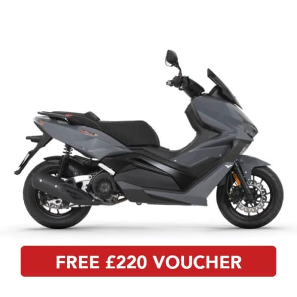 Side profile of Aura 125 E5 Scooter Grey