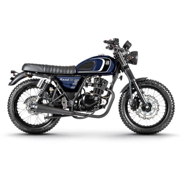 Side angle of Hunt XC 125 E5 Blue motorbike