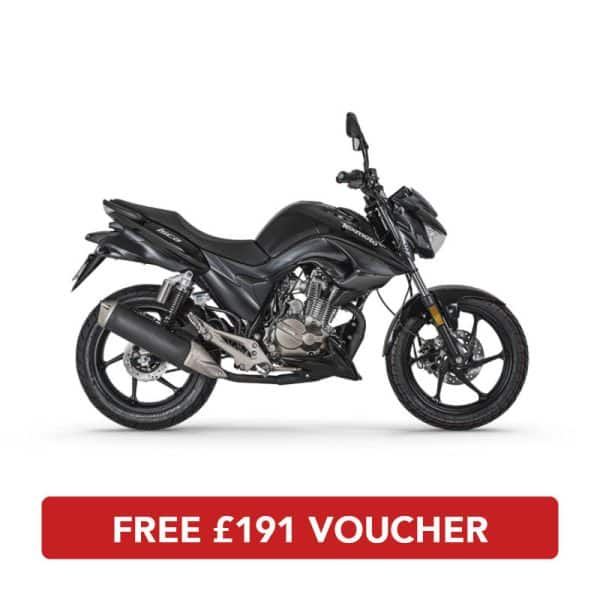 Side profile of Isca 125 E5 Motorbike Black