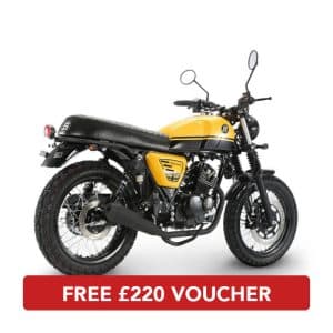 Side profile of Legend 125 E5 Yellow Black motorbike