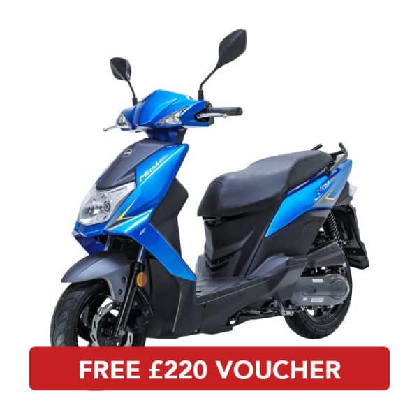 Side profile of Orbit 125 E5 Blue Grey scooter